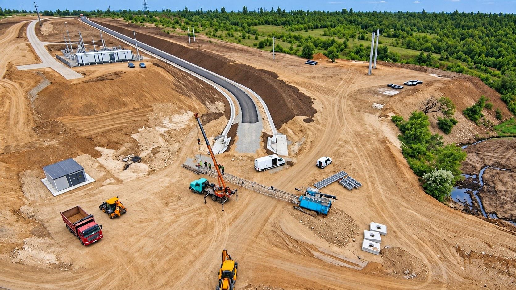 Aerial view of a construction site